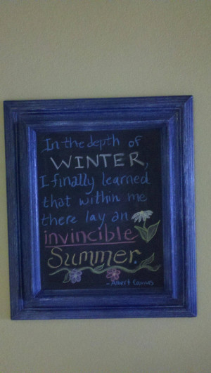 Winter quote on chalkboard ...