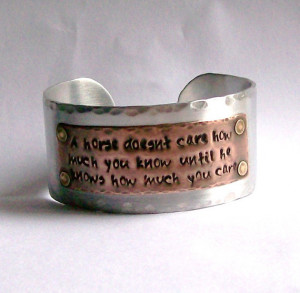 Artisan Copper Horse Quote Cuff Bracelet for the Equestrian