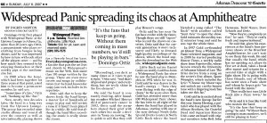 Arkansas newspaper article about Widespread Panic with quotes from ...