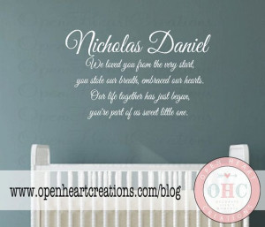 Baby Nursery Wall Decal Quote Baby Poem by openheartcreations, $49.00