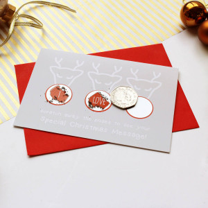 ... RETRO STATIONERY > REINDEER 'I LOVE YOU' SCRATCH OFF CHRISTMAS CARD