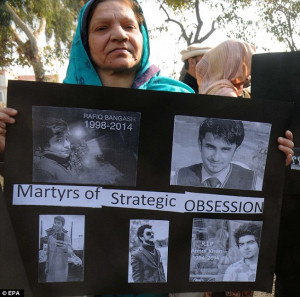 ... placard showing a number of the victims of the savage Taliban attack