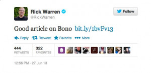 Rick Warren Tweets About Bono