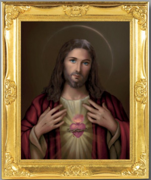 Sacred Heart of Jesus Gold Leaf Framed Print - Full Color