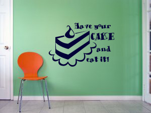 ... Slice Of Cake Wall Art Sticker Kitchen Vinyl Mural Quote Decal WA345