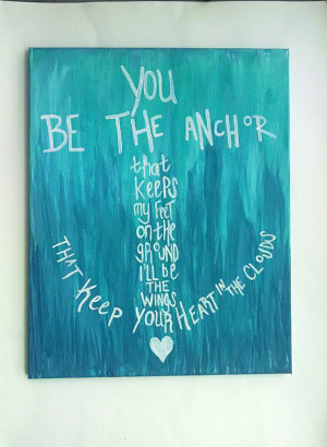 Anchor canvas painting Nautical beach decor Mayday parade song Quote ...