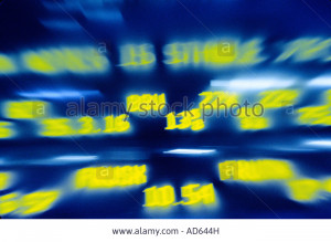 Stock Photo - Stock quotes sign on Times Square; blurred/motion effect