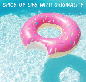 Pool, clear water, swimming and…a glorious doughnut