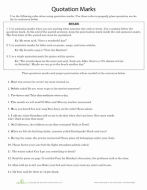 Third Grade Punctuation Worksheets: Quotation Marks