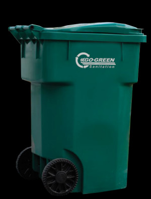 Residential Trash Can with a Green Wheels