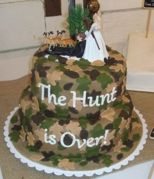 Red Velvet cake covered in camouflage fondant for a really fun couple!