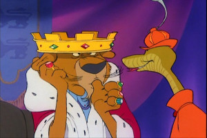Prince John (voiced by Peter Ustinov) & Sir Hiss (voiced by Terry ...