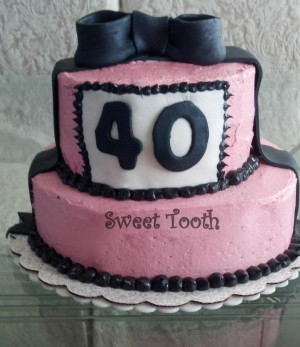 Pink and Black 40th Birthday Cake