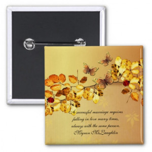 Luxury Gold Autumn Butterfly Quotes Button