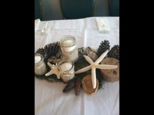 Wedding rehearsal dinner table decor