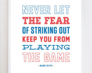 Babe Ruth Quote Baseball Wall Art P rint ...