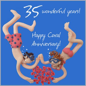 lovely 35th wedding anniversary coral 35th wedding anniversary card a ...