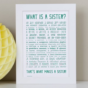 sister poem typographic print £ 14 00 a witty and affectionate sister ...