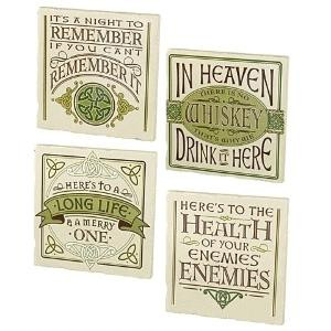 ... Celtic Witty Sayings Message Cement Resin Drinkware Coaster Set of 4