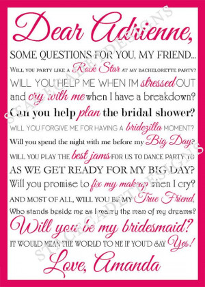 SALE - Custom Printable Will You Be My Bridesmaid or Maid of Honor ...