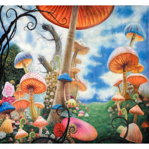 Home / Alice in Wonderland Mushroom Forest Painted Backdrop BD-0063