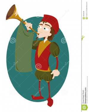 ... film som föreställer en rolig härold som leker en trumpet