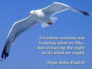 ... -Inspirational Wallpaper with Pope John Paul II Quote on Freedom