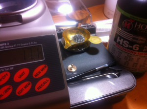 17 grains of HS-6 was used to load the case, this powder is meant for ...