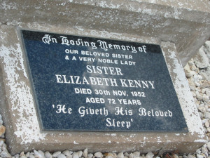 Description Headstone SisterElizabethKennyHeadstone.JPG