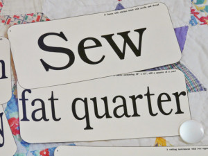 12 Large Sewing Quilt Embroidery Flash Cards - vintage like words ...