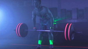 ... clothed, here's shirtless Harper lifting glow-in-the-dark weights
