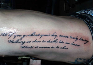 Meaningful Quote Tattoos For Men Ribcage quote · ribcage tattoo