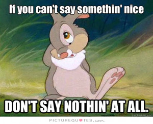 If you can't say something nice, don't say nothing at all