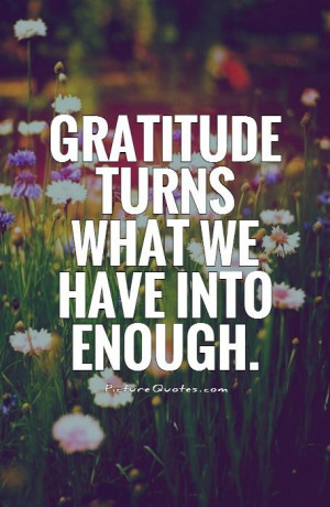 Gratitude turns what we have into enough. Picture Quote #1