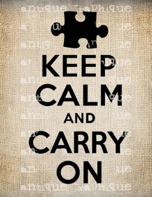 Keep Calm and Carry On Autism ASD Puzzle Quote Script Handwriting ...
