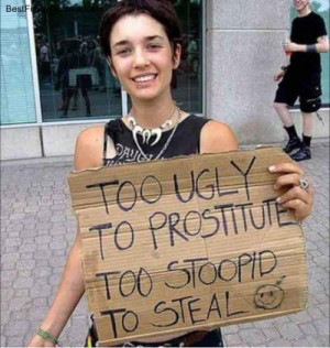 Too Ugly to Prostitute, Too Stupid to Steal