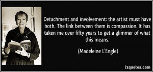 Detachment and involvement: the artist must have both. The link ...