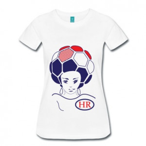... soccer white FEMALE FORMFITTING t-shirt with cool funky soccer ball in