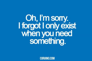 Oh, I'm sorry. I forgot I only exist when you need something
