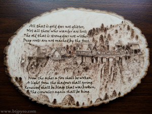 Lord Of The Rings - Wood burning #2 (with quote) by brandojones