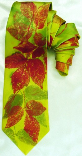 Silk Necktie Poison Ivy hand painted Luxury for Men