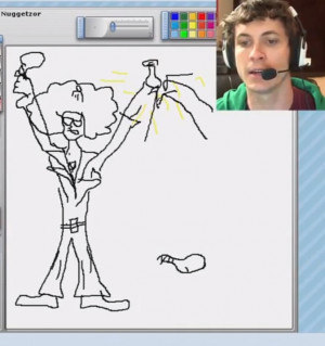 Toby can play iSketch. But not make a Draw My Life video. I still have ...