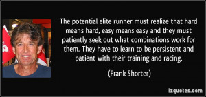 The potential elite runner must realize that hard means hard, easy ...