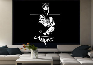 Tupac Hip Hop Legend Rap Wall Art Sticker Decal Mural Transfer Stencil ...