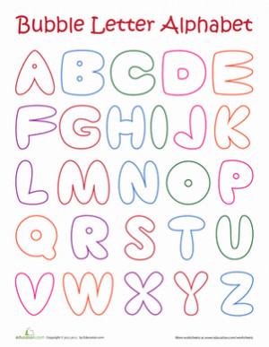 Kindergarten The Alphabet Worksheets: Bubble Letter Alphabet