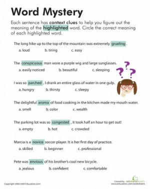 Worksheets Context Clues Word Mystery