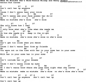 ... No Mistake She's Mine-Ronnie Milsap And Kenny Rogers lyrics and chords