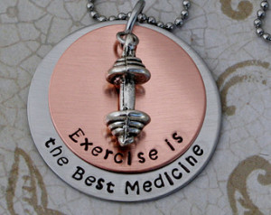 Medicine Hand Stamped Necklace Weightlifter Necklace, Bodybuilders ...