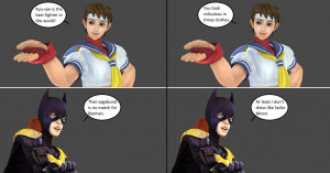 Injustice: Sakura Kasugano vs Batgirl by xXTrettaXx