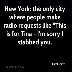 Carol Leifer - New York: the only city where people make radio ...